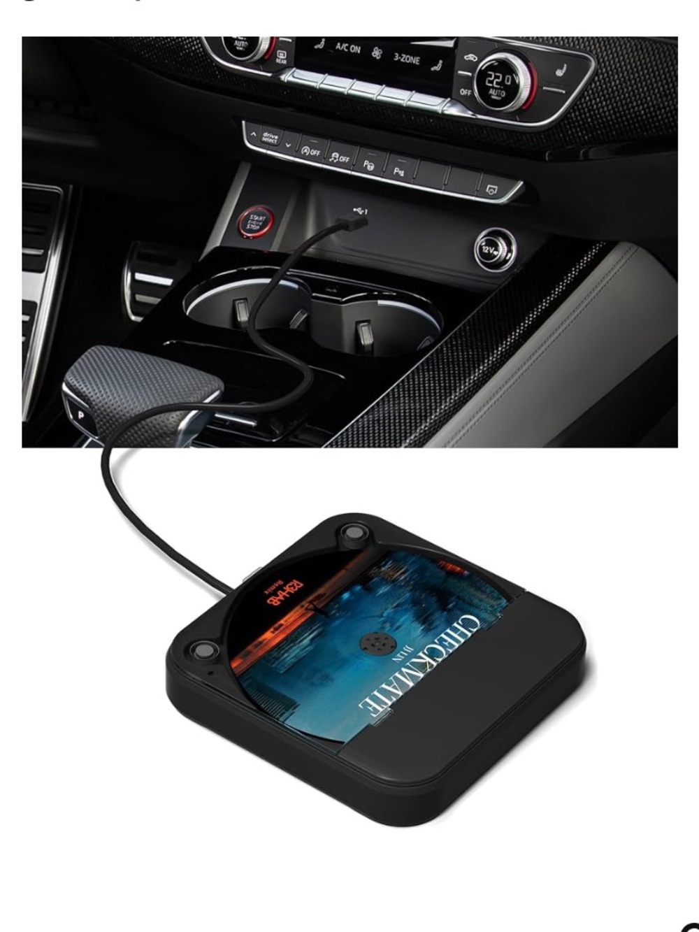 New Portable Car CD Player with USB/AUX - Black